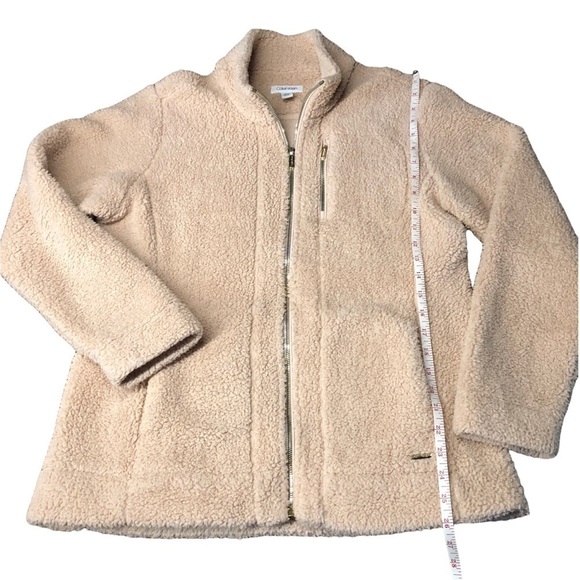 CALVIN KLEIN WOMENS BLUSH COLORED TEDDY JACKET SIZE LARGE - Picture 7 of 9